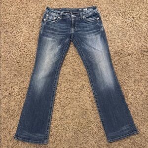 Miss Me Blue Boot Cut Jeans with Contrast Stitching